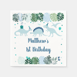 Blue Dinosaur Safari Birthday Servet