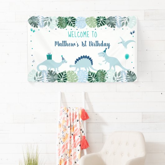 Blue Dinosaur Safari Birthday Spandoek (Insitu)