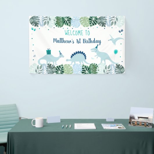 Blue Dinosaur Safari Birthday Spandoek (Beurs)