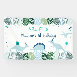 Blue Dinosaur Safari Birthday Spandoek