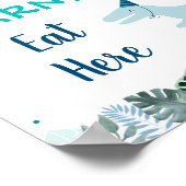 Blue Dinosaur Safari Carnivores Birthday Food Sign Poster (Hoek)