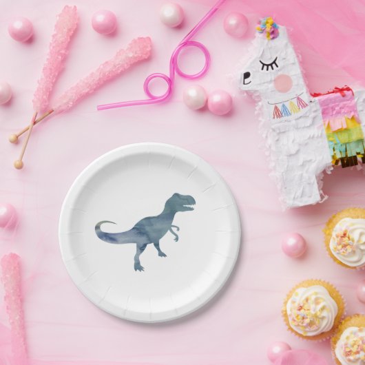 Blue Dinosaur Silhouette Trex Paper Bord (Feest)