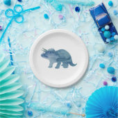 Blue Dinosaur Silhouette Triceratops Paper Bord (Feest)
