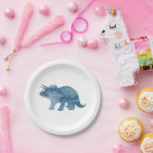 Blue Dinosaur Silhouette Triceratops Paper Bord (Feest)