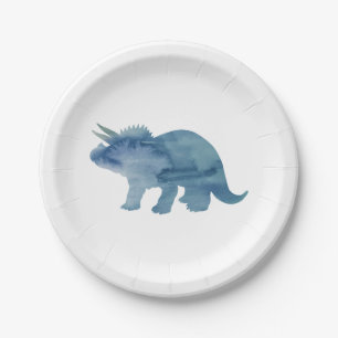 Blue Dinosaur Silhouette Triceratops Paper Bord