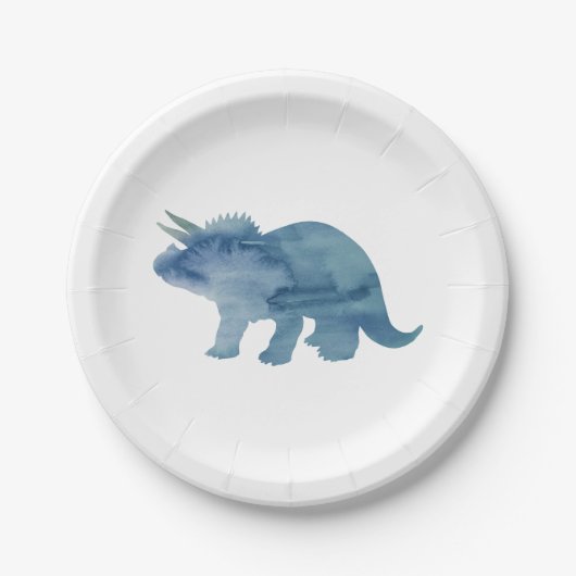 Blue Dinosaur Silhouette Triceratops Paper Bord (Voorkant)