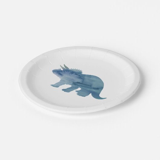 Blue Dinosaur Silhouette Triceratops Paper Bord (Gekanteld)