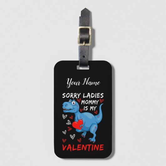 Blue Dinosaur, sorry dames mama is mijn Valentijn Bagagelabel (Voorkant (verticaal))