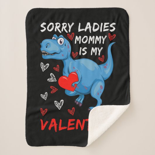 Blue Dinosaur, sorry dames mama is mijn Valentijn Sherpa Deken (Voorkant)