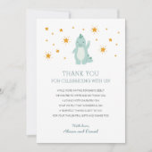 Blue Dinosaur Stars Boy Baby shower Bedankkaart (Voorkant)