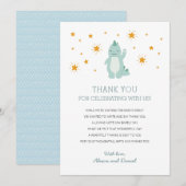 Blue Dinosaur Stars Boy Baby shower Bedankkaart (Voorkant / Achterkant)