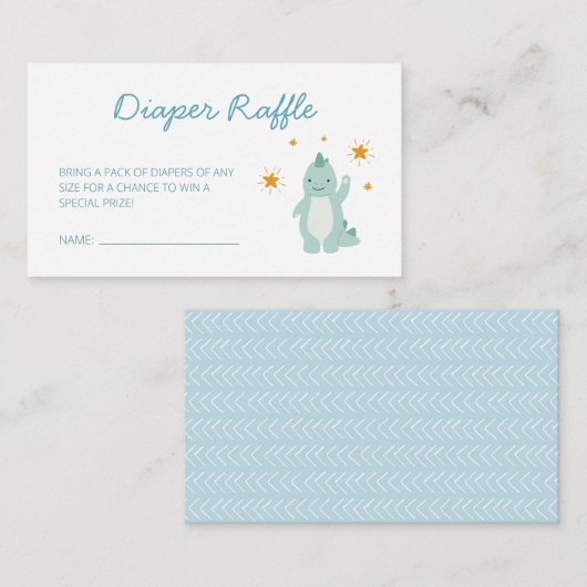 Blue Dinosaur Stars Boy Diaper Raffle Informatiekaartje (Voorkant / Achterkant)