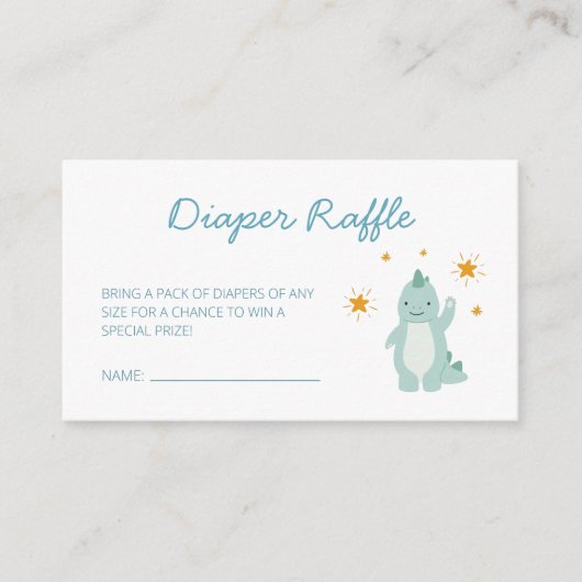 Blue Dinosaur Stars Boy Diaper Raffle Informatiekaartje (Voorkant)