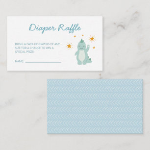 Blue Dinosaur Stars Boy Diaper Raffle Informatiekaartje