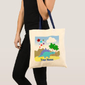 Blue Dinosaur & Stars Vulcano Bag/Tas Tote Bag (Voorkant (product))