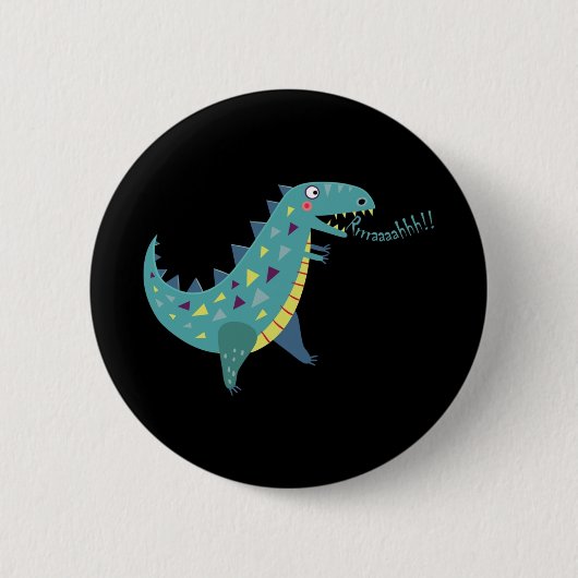 Blue Dinosaur T Rex Ba Ronde Button 5,7 Cm (Voorkant)