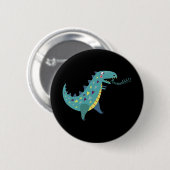 Blue Dinosaur T Rex Ba Ronde Button 5,7 Cm (Voorkant /achterkant)