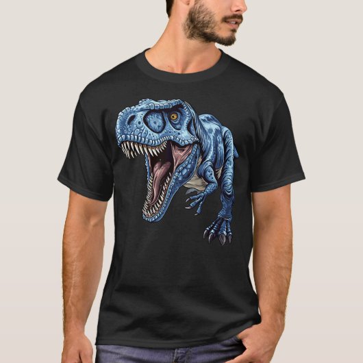Blue Dinosaur T-Rex Novelty Paleontologist Men Kid T-shirt (Voorkant)
