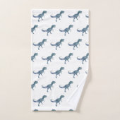 Blue Dinosaur Trex Badhanddoek Set Bad Handdoek (Handdoek)