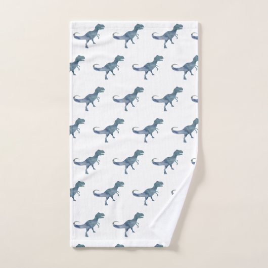 Blue Dinosaur Trex Badhanddoek Set Bad Handdoek (Handdoek)