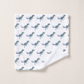 Blue Dinosaur Trex Badhanddoek Set Bad Handdoek (Wasdoekje)