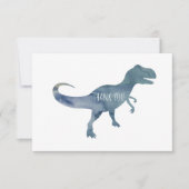 Blue Dinosaur Trex Flat Bedankt Card (Voorkant)