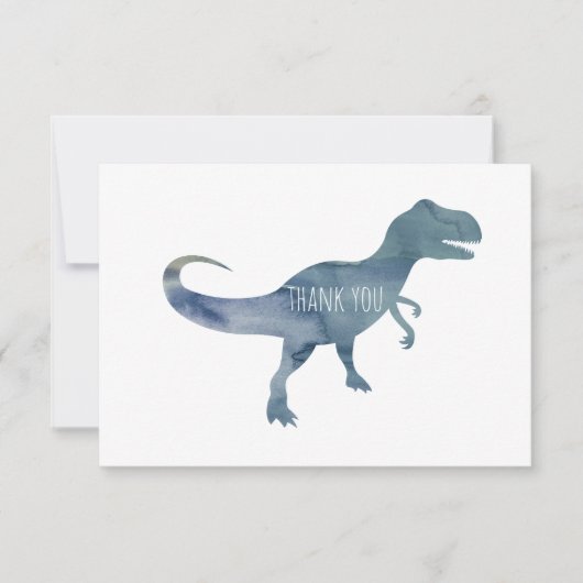 Blue Dinosaur Trex Flat Bedankt Card (Voorkant)