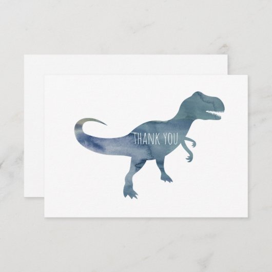 Blue Dinosaur Trex Flat Bedankt Card (Voorkant / Achterkant)
