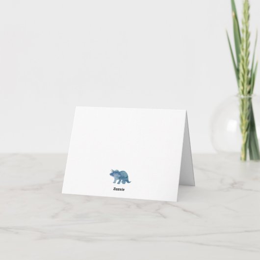 Blue Dinosaur Trex Flat Bedankt Card (Achterkant)