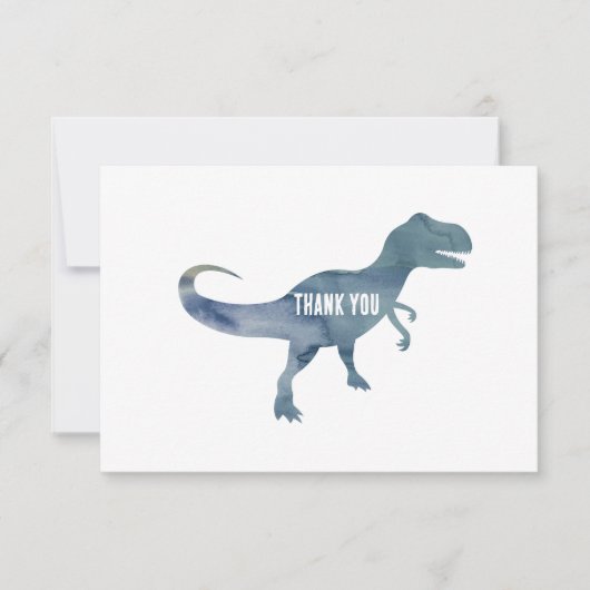 Blue Dinosaur Trex Flat Bedankt Card (Voorkant)