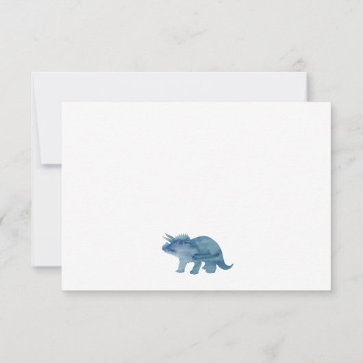 Blue Dinosaur Trex Flat Bedankt Card (Achterkant)