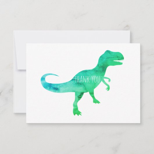 Blue Dinosaur Trex Flat Bedankt Card (Voorkant)