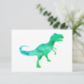 Blue Dinosaur Trex Flat Bedankt Card (Staand voorkant)