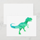 Blue Dinosaur Trex Flat Bedankt Card (Voorkant / Achterkant)