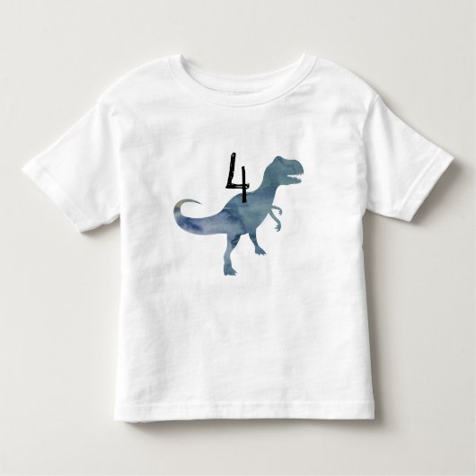 Blue Dinosaur Trex Four Birthday T-shirt (Voorkant)