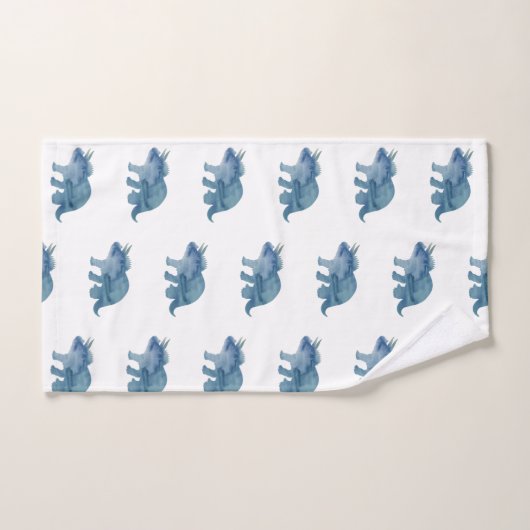 Blue Dinosaur Triceratops Bath Towel Set Bad Handdoek (Handdoek)