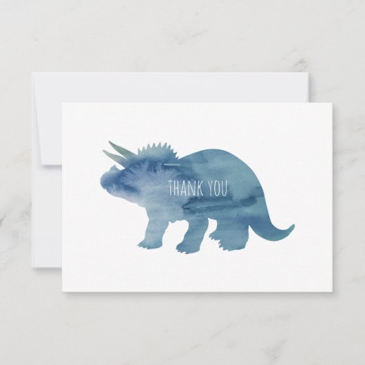 Blue Dinosaur Triceratops Flat Hartelijk dank Bedankkaart (Voorkant)