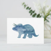 Blue Dinosaur Triceratops Flat Hartelijk dank Bedankkaart (Staand voorkant)