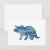 Blue Dinosaur Triceratops Flat Hartelijk dank Bedankkaart (Voorkant / Achterkant)