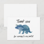 Blue Dinosaur Triceratops Flat Hartelijk dank Bedankkaart (Voorkant / Achterkant)