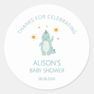 Blue Dinosaur Twinkle Star Baby Boy Ronde Sticker