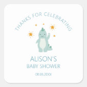 Blue Dinosaur Twinkle Star Baby Boy Vierkante Sticker (Voorkant)