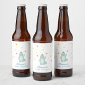 Blue Dinosaur Twinkle Star Baby shower Boy Bier Etiket (Flessen)