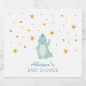 Blue Dinosaur Twinkle Star Baby shower Boy Bier Etiket (Enkel label)