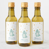 Blue Dinosaur Twinkle Star Baby shower Boy Mini Wijn Etiket (Flessen)