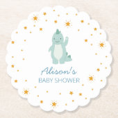 Blue Dinosaur Twinkle Star Baby shower Boy Party Kartonnen Onderzetters (Voorkant)