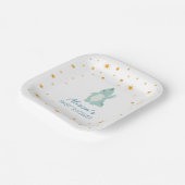 Blue Dinosaur Twinkle Star Baby shower Boy Party Papieren Bordje (Gebogen)