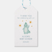 Blue Dinosaur Twinkle Stars Baby Boy Cadeaulabel (Voorkant)