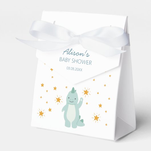 Blue Dinosaur Twinkle Stars Baby Boy Shower Bedankdoosjes (Voorkant Zijde)