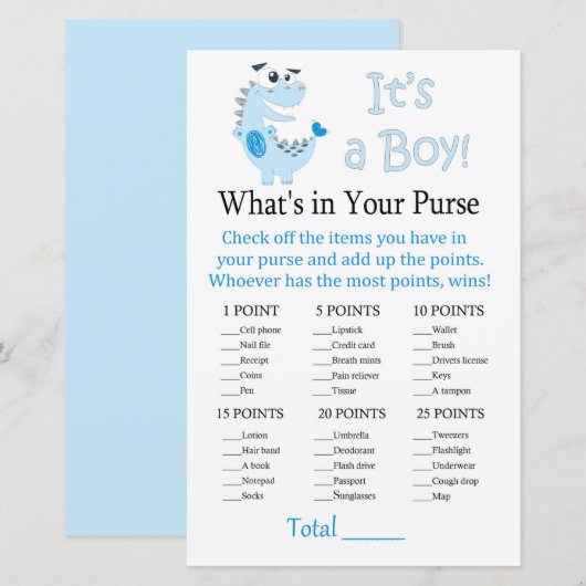 Blue Dinosaur Wat zit er in je handtas? (Voorkant / Achterkant)